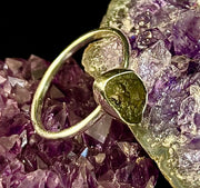 Cosmic Transformation: Raw Moldavite Ring in .925 Sterling Silver