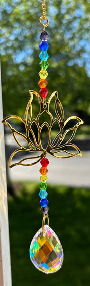 Lotus Rainbow Sun Catcher – LGBTQ+ Pride & Zen Energy Crystal Decor