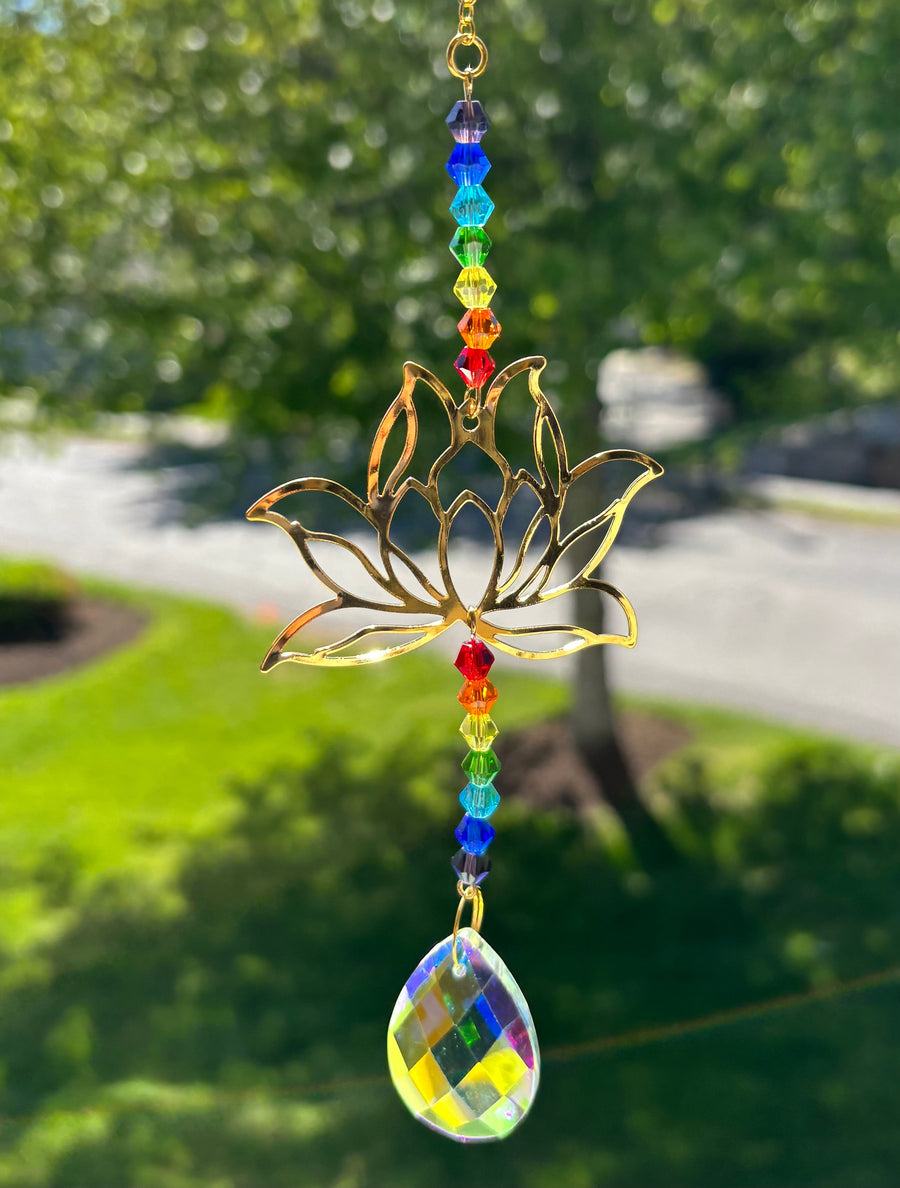 Lotus Rainbow Sun Catcher – LGBTQ+ Pride & Zen Energy Crystal Decor