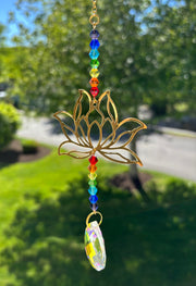 Lotus Rainbow Sun Catcher – LGBTQ+ Pride & Zen Energy Crystal Decor
