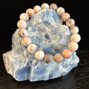 Pink Zebra Jasper Beaded Bracelet – Natural Stone for Calm, Confidence, and Happiness