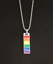 LGBTQ+ Pride Bar Pendant Necklace – Rainbow Enamel on Stainless Steel