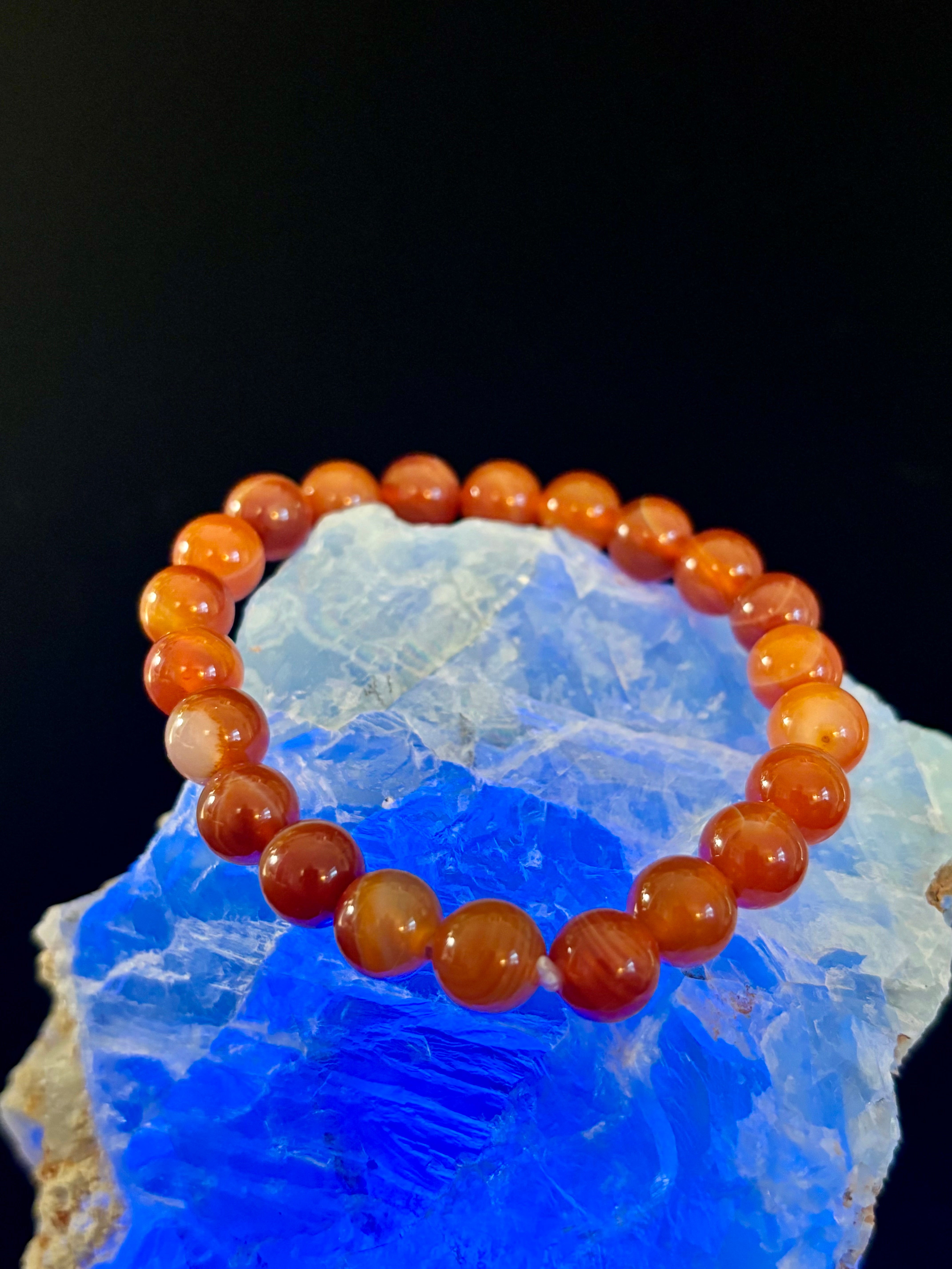 Red Striped Agate (Sardonyx) Reiki-Infused Strength & Confidence Bracelet (Medium Wrist)