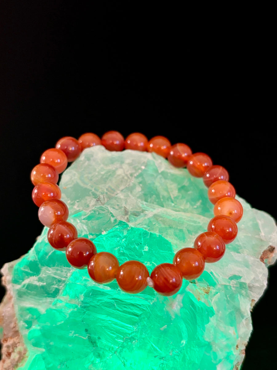 Red Striped Agate (Sardonyx) Reiki-Infused Strength & Confidence Bracelet (Medium Wrist)