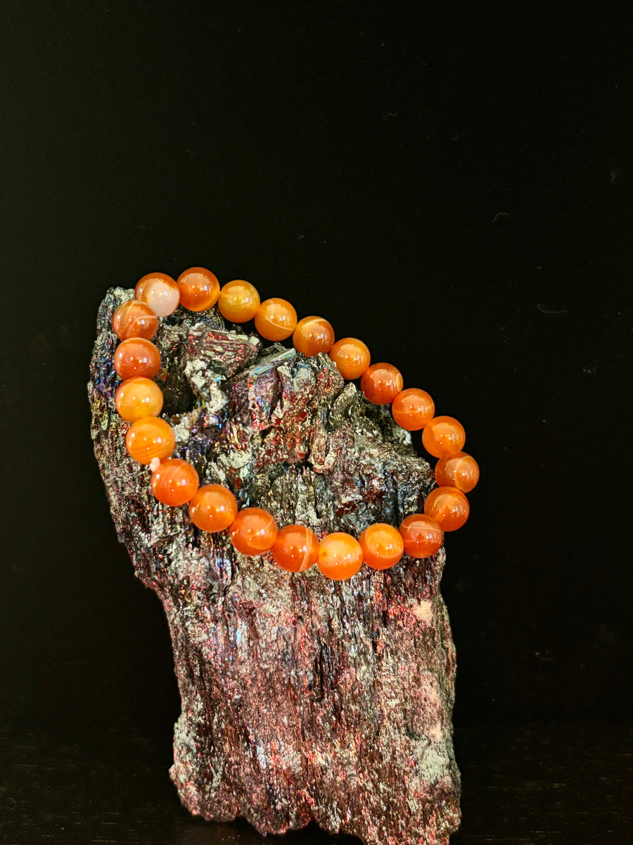 Red Striped Agate (Sardonyx) Reiki-Infused Strength & Confidence Bracelet (Medium Wrist)