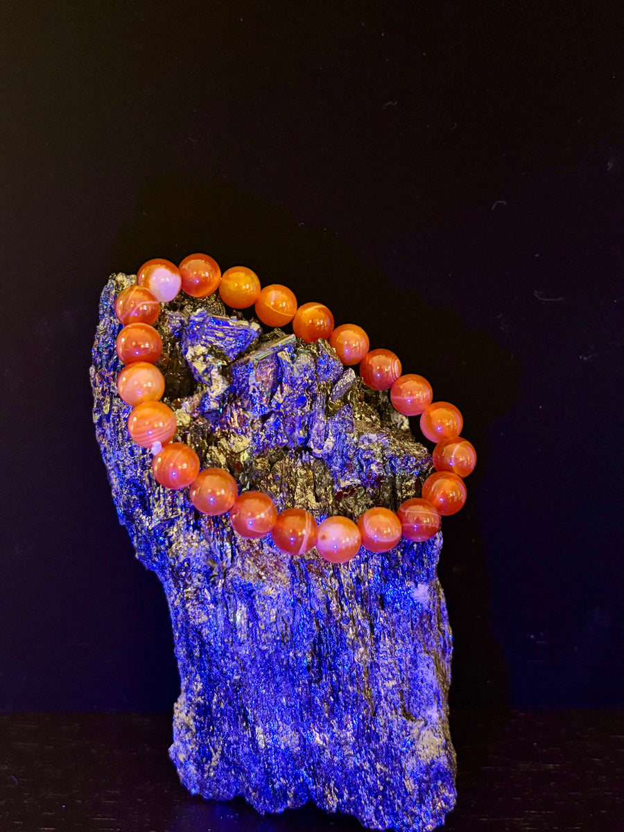 Red Striped Agate (Sardonyx) Reiki-Infused Strength & Confidence Bracelet (Medium Wrist)