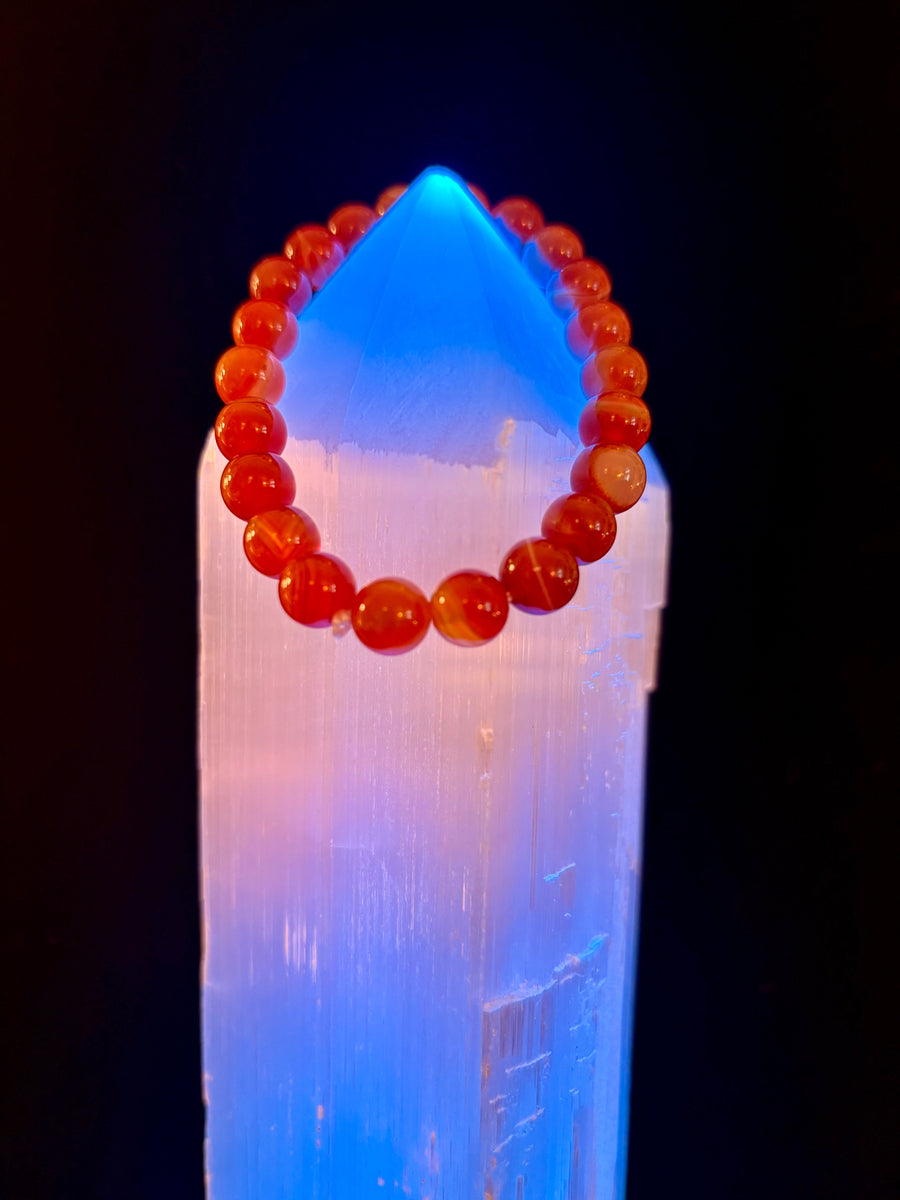 Red Striped Agate (Sardonyx) Reiki-Infused Strength & Confidence Bracelet (Medium Wrist)