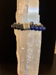 Lapis Lazuli or Tiger’s Eye Reiki-Infused Strength & Intention Bracelet with Silver-Tone Chain (Medium–Large Wrist)