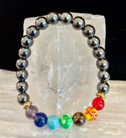 Chakra Healing Reiki-Infused Bracelet with Hematite - Grounding, Protection & Balance
