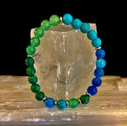 Anxiety Relief Healing Bracelet – Fits Large Wrists (Malachite, Green Aventurine, Turquoise, and Aquamarine)