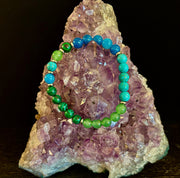 Anxiety Relief Healing Bracelet – Fits Large Wrists (Malachite, Green Aventurine, Turquoise, and Aquamarine)