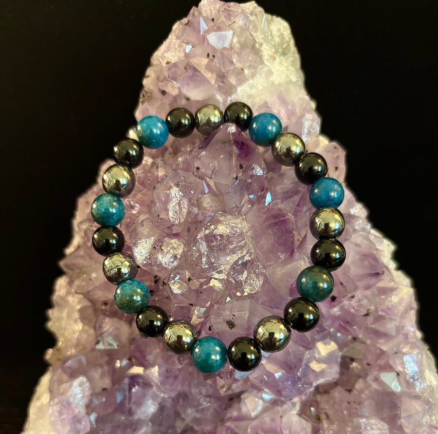 Triple Protection Bracelet - Blue Tiger Eye, Black Obsidian, Hematite