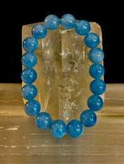 Aquamarine Beaded Bracelet 8mm & 10mm – Reiki-Infused Calm, Clarity & Communication Jewelry (Medium Wrist)