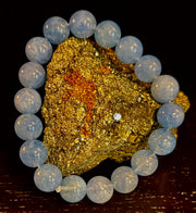 Aquamarine Beaded Bracelet 8mm & 10mm – Reiki-Infused Calm, Clarity & Communication Jewelry (Medium Wrist)