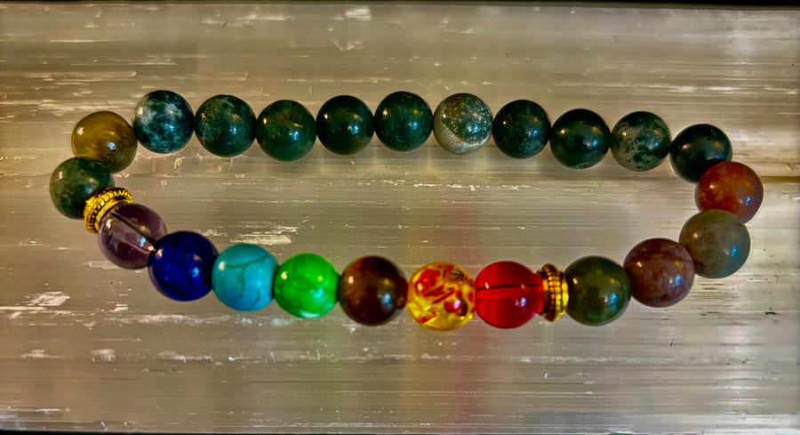 Chakra & India Onyx Reiki-Infused Healing Bracelet – Grounding Energy & Spiritual Balance