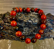 Powerful Protection Bracelet – Red Tiger Eye & Red Jasper Healing Bracelet (For Large Wrists)