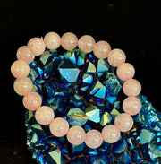 Rose Quartz Bracelet 8mm, 10mm & 12mm – Reiki-Infused Love, Healing & Self-Worth Jewelry (Multiple Wrist Sizes)