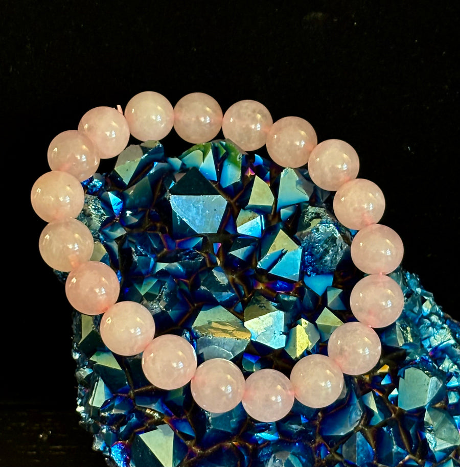 Rose Quartz Bracelet 8mm, 10mm & 12mm – Reiki-Infused Love, Healing & Self-Worth Jewelry (Multiple Wrist Sizes)
