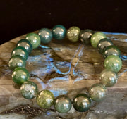 Natural Moss Agate Bracelet 8mm & 10mm – Reiki-Infused Growth, Abundance & Grounding Jewelry (Multiple Wrist Sizes)