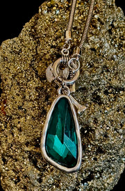 Crystal Drop Pendant Necklace – Blue or Green – Adjustable 75cm (29 inch) Chain