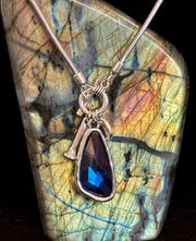Crystal Drop Pendant Necklace – Blue or Green – Adjustable 75cm (29 inch) Chain