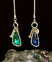 Crystal Drop Pendant Necklace – Blue or Green – Adjustable 75cm (29 inch) Chain