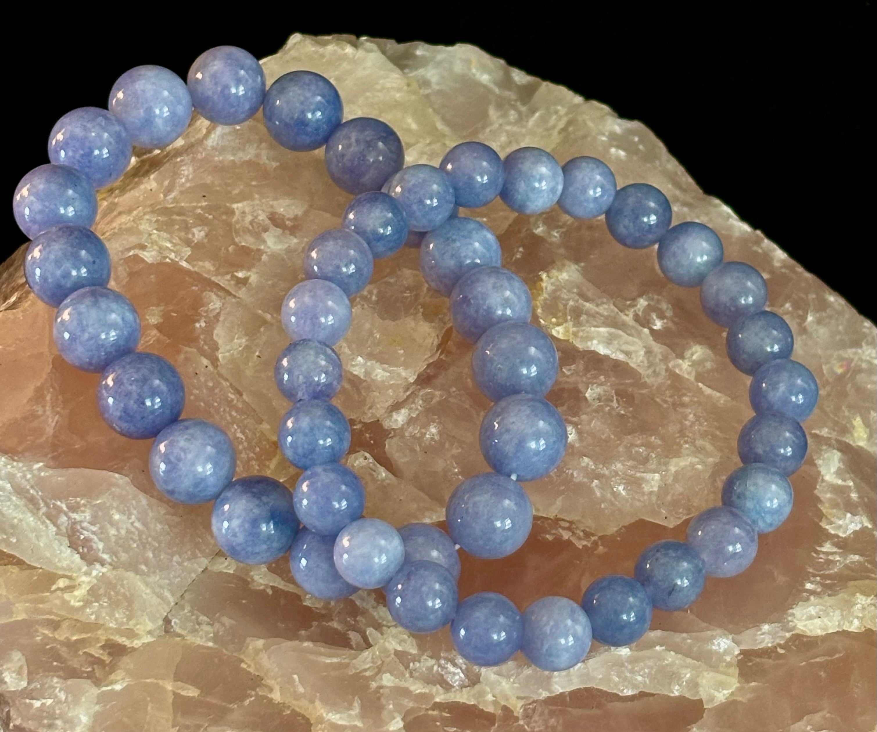 Blue Lace Agate Bracelet – Natural Stone Bracelet for Anxiety Relief & Calm (Medium Wrists)