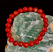 Carnelian Gemstone Bracelet 8mm & 10mm – Reiki-Infused Motivation & Manifestation Jewelry (Medium Wrist)