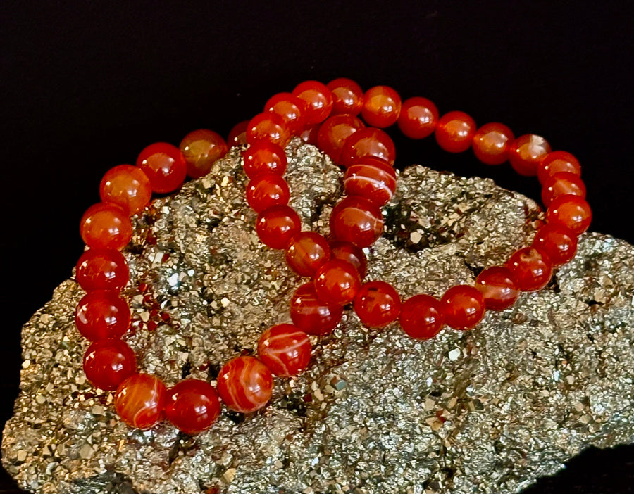 Carnelian Gemstone Bracelet 8mm & 10mm – Reiki-Infused Motivation & Manifestation Jewelry (Medium Wrist)