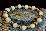 White Howlite & Hematite Reiki-Infused Calm & Grounding Bracelet (Medium Wrist)