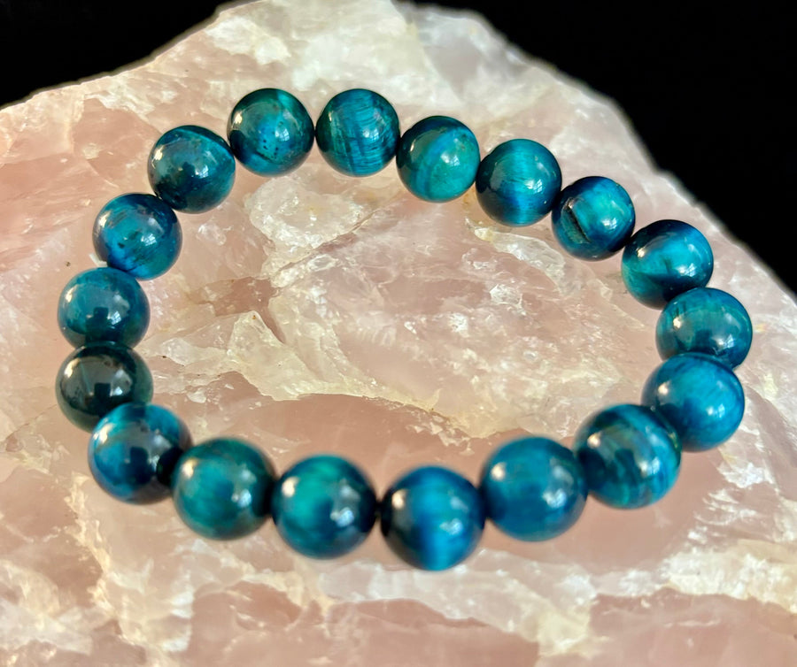 Blue Tiger Eye Reiki-Infused Focus & Confidence Bracelet (Medium–Large Wrist)