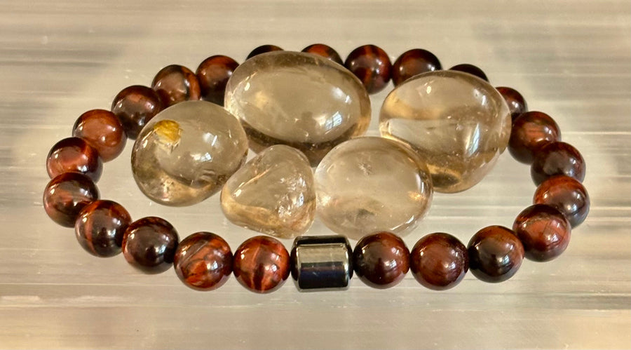 Earth Energy Collection – 6 Choices - Natural Stone & Magnetic Bead Bracelets for Medium to Large Wrists