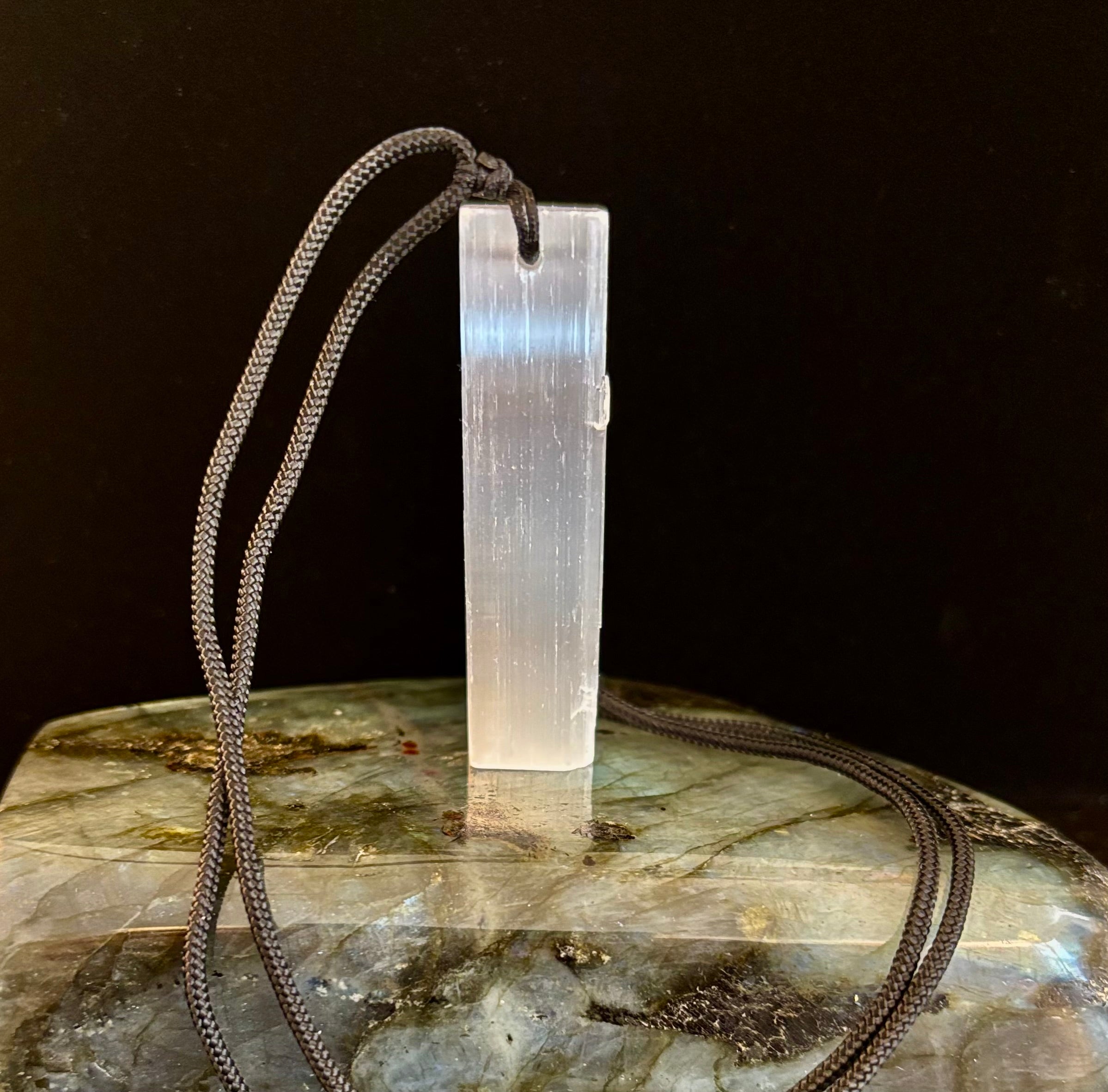 Selenite Pendant Rough Stone Necklace – Cleanse, Balance & Protect