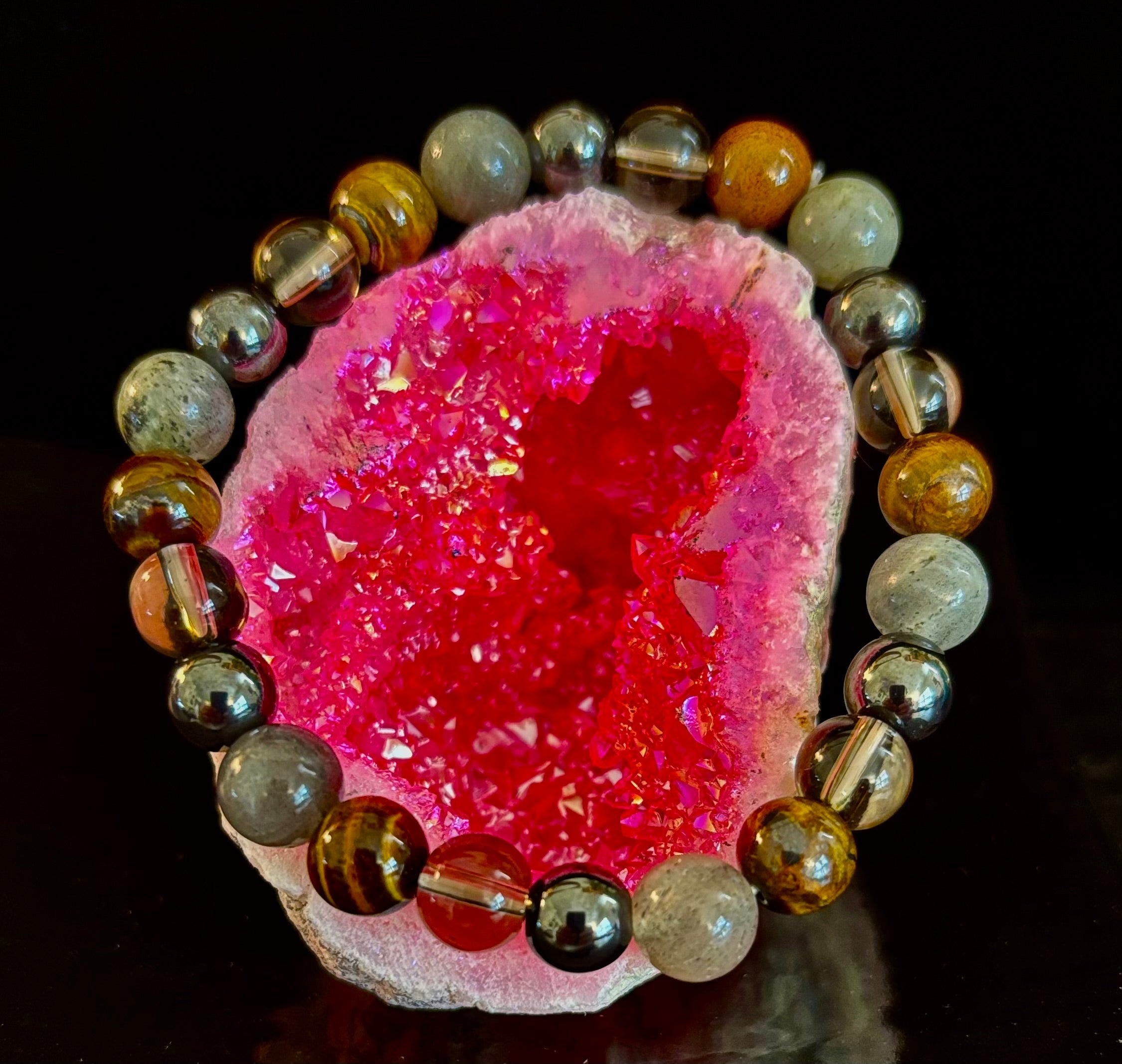 Tiger's Eye, Labradorite, Hematite, Smoky Quartz Protection Bracelet – Strength, Clarity & Grounding