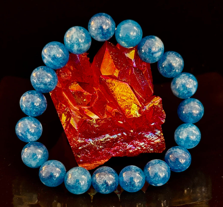 💎 Blue Apatite Energy Bracelet | 8mm or 10mm Natural Stone Beads for Clarity, Focus & Motivation