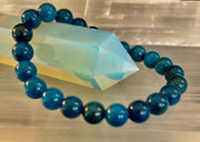 💎 Blue Apatite Energy Bracelet | 8mm or 10mm Natural Stone Beads for Clarity, Focus & Motivation