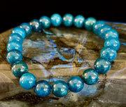 💎 Blue Apatite Energy Bracelet | 8mm or 10mm Natural Stone Beads for Clarity, Focus & Motivation