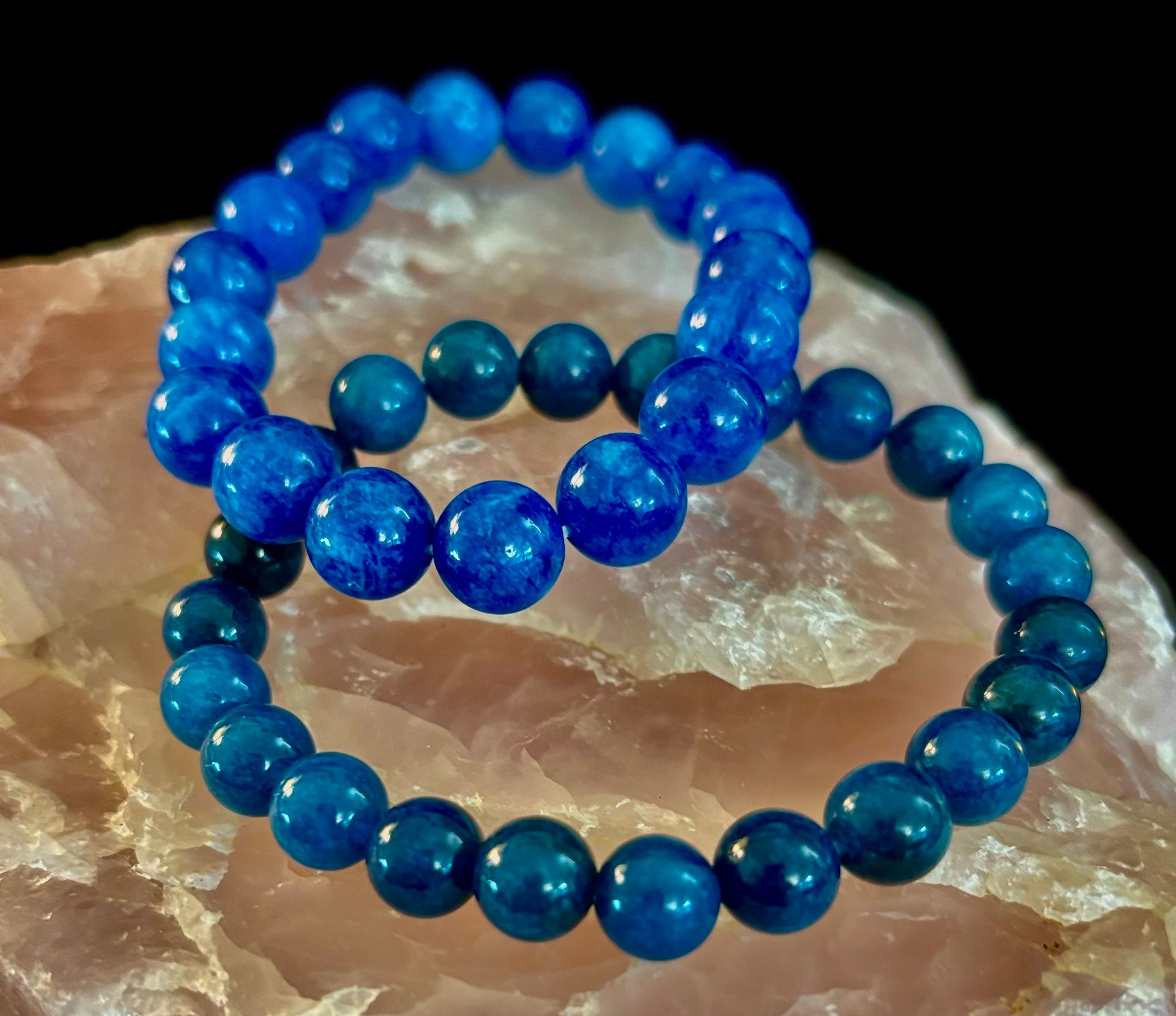 💎 Blue Apatite Energy Bracelet | 8mm or 10mm Natural Stone Beads for Clarity, Focus & Motivation