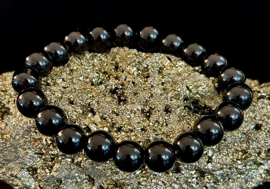 Black Onyx 8mm Reiki-Infused Protection & Grounding Bracelet (7.5” Medium Wrists)