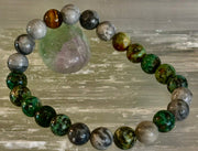 Tranquil Power Bracelet – African Turquoise, Tiger Eye & Map Stone (Large Wrists)