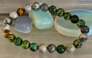 Tranquil Power Bracelet – African Turquoise, Tiger Eye & Map Stone (Large Wrists)