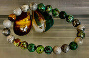 Tranquil Power Bracelet – African Turquoise, Tiger Eye & Map Stone (Large Wrists)