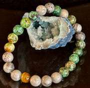 Tranquil Power Bracelet – African Turquoise, Tiger Eye & Map Stone (Large Wrists)