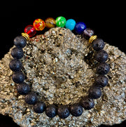 Chakra Beaded Bracelet – Volcanic Lava Rock & Natural Healing Stones