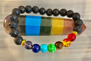 Chakra Beaded Bracelet – Volcanic Lava Rock & Natural Healing Stones