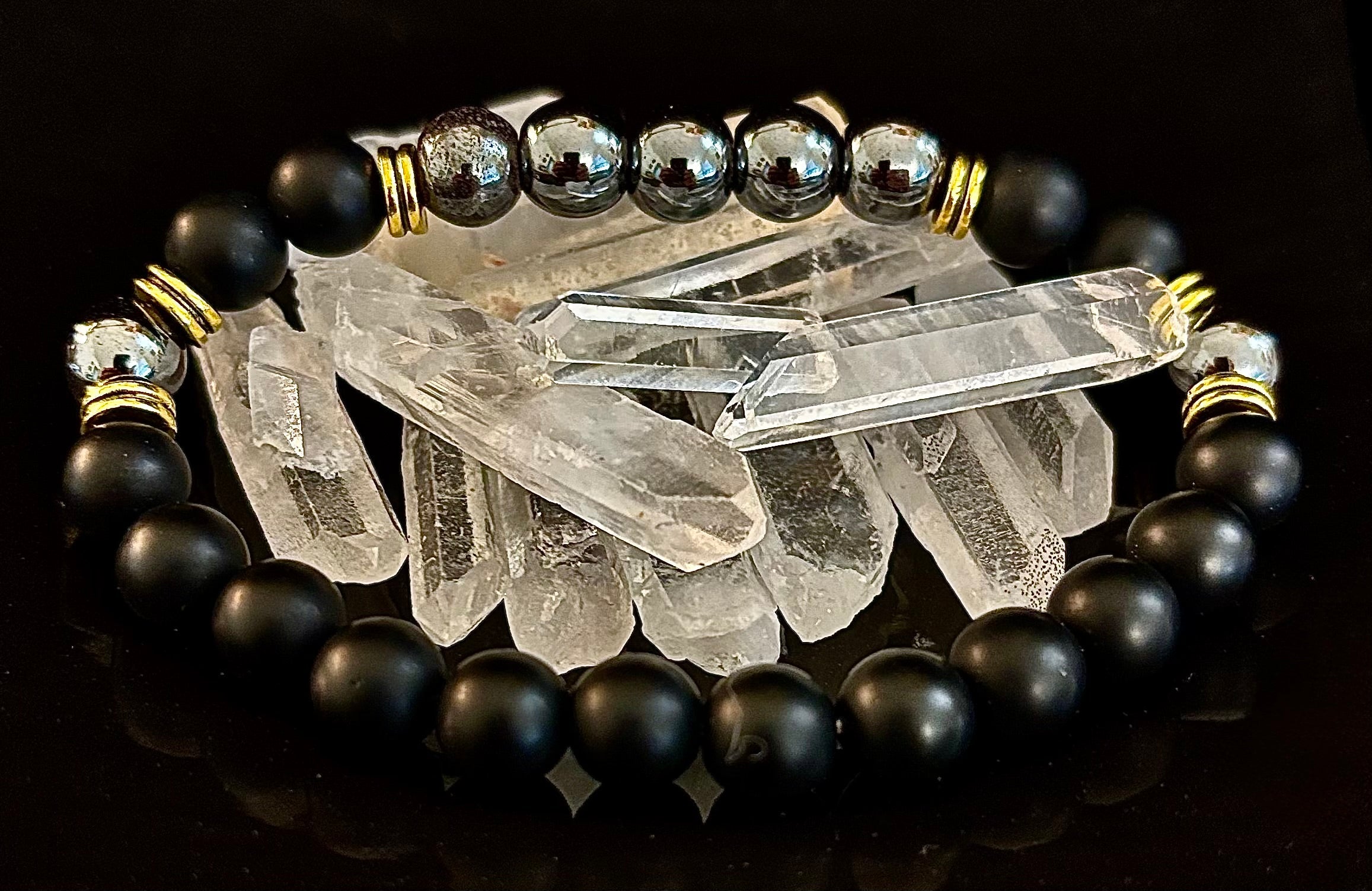 Grounding & Balance Black Obsidian and Hematite Bracelet