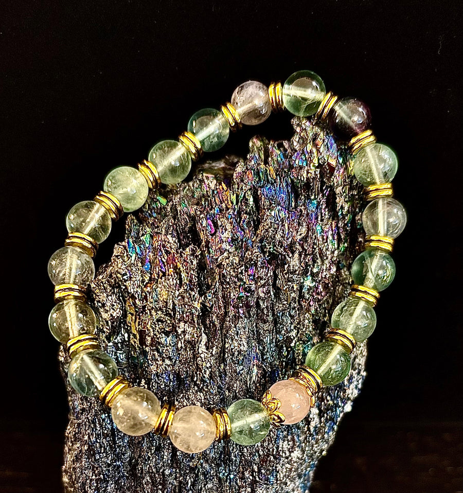 Find Your Calm with Our Inner Peace Rainbow Fluorite & Rose Quartz Bracelet