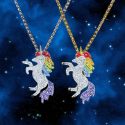 Rainbow Unicorn Gem Stainless Steel Pendant