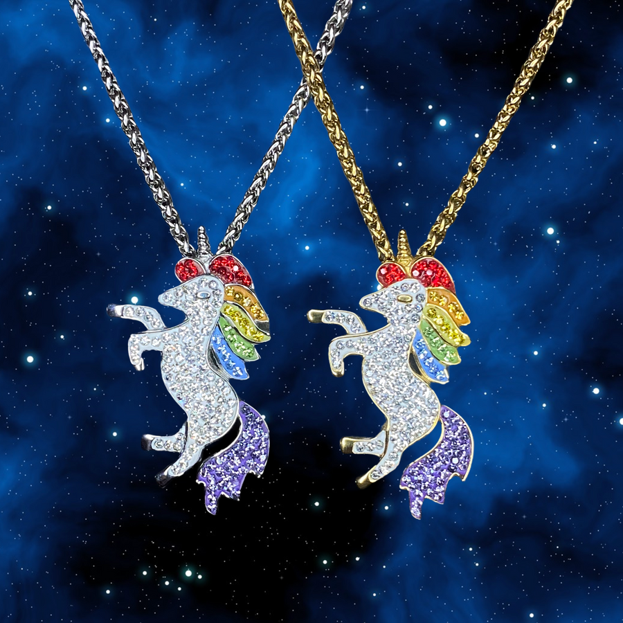 Rainbow Unicorn Gem Stainless Steel Pendant