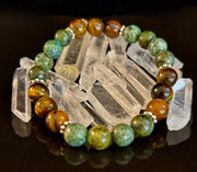 Tiger Eye & African Turquoise Beaded Bracelet for small wrists – Boost Confidence & Courage